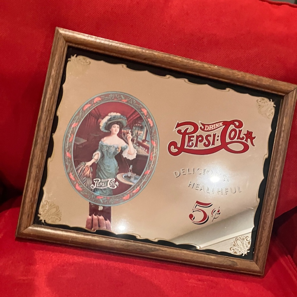 Vintage Pepsi Cola Framed Bar Mirror